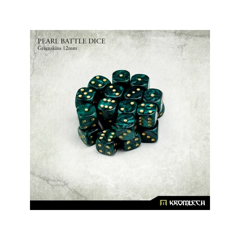 Pearl Battle Dice 12mm x25 - Greenskins Pearl Battle Dice 12mm x25 - Greenskins